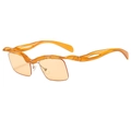 Trendige quadratische Sonnenbrille mit orangefarbenem Wellenrahmen und hellen Gläsern - Tee-Rahmen Champagner-Gläser