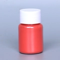 Orange-red pearlescent mica powder in a clear bottle with a white screw cap - Pearl Powder #21 Magic Red