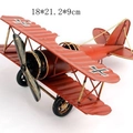 Vintage red iron biplane model 18x21x9cm with manual welding and antique finish - 18*21.2*9cm / Red