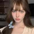 Elegant blue butterfly hair clip and minimalist necklace set for summer beach vacations - 35# Blue Butterfly