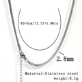 Silver finish stainless steel snake chain necklace with lobster clasp and extension link - 2.8mm Dense Snake Chain - Silver