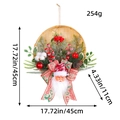 Bamboo Christmas wreath with Santa Claus doll and green foliage decoration, 45cm diameter - Santa Claus