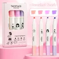 Lot de 4 surligneurs TACOTACO aux tons doux Macaron rose et violet - Pêche Succulente