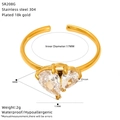 Dettaglio dell'anello con zircone a cuore placcato oro 18K con misure precise - Design a Cuore(SR208G)