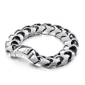 Poliertes Herrenarmband aus Edelstahl mit Drachenknochengliedern und Klappverschluss - 20cm / Stil A (KB112527-BD) / Stahlfarbe