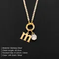 Elegant 14K gold plated stainless steel necklace with letter M and sparkling CZ pendants - Letter M