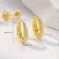Detail showing 16mm gold textured hoop earrings with dimensions for size reference - EH749 Gold Twisted Hoops