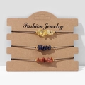 Three-piece set of woven cord bracelets featuring natural irregular healing crystals - FK0054 Yellow Blue Goldstone Set