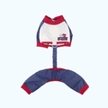 Gilet impermeabile tricolore per cani con anello a D in metallo rosso bianco e blu - M / Blu Notte