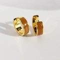 Chic gold-plated C-shaped hoop earrings with smooth brown enamel inlay for women - Dark Coffee