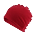 Solid red knit beanie hat with warm fleece lining for autumn and winter outdoor wear - Adjustable / Burgundy