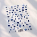 Blauwe denim nagelstickers met sterpatronen en lucky belettering TS-3943 - Zoet Stoer Denim (TS-3943)