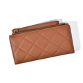 Cartera larga marrón acolchada con rombos para mujer con cremallera y asa de mano - Marrón