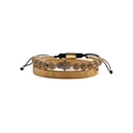 Gold Roman numeral bangle and Hamsa hand charm beaded bracelet set with zircon accents - Style B / Gold