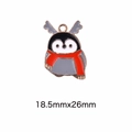 Cartoon penguin alloy pendant with reindeer antlers and red scarf for DIY jewelry - 72# Penguin