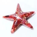 Starfish resin ornament with red crystal stones and gold foil flakes on white background - Deep Sea Red Stone Gold Foil