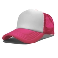 Hot pink and white mesh trucker hat with foam front and curved brim for outdoor wear - One Size(56-58cm) / Regular White+Rose Red Patchwork