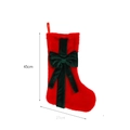 Chaussette de Noël rouge en peluche avec nœud en velours vert, dimensions 45cm par 27cm - Base Rouge Nœud Vert