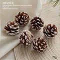 Set of 6 natural pine cones with artificial white snow tips for Christmas decoration - White Snowy Pinecones/6pcs