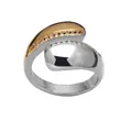 Two-tone open ring with double row zircon stones in gold and silver plating - Style A-Two-tone Fluid