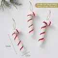 Set of 3 handmade wool felt Christmas candy canes decorations in white and red spiral design - Wool Felt (Small White Candy Cane)