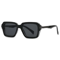 Classic aviator square sunglasses with glossy black frames and metal temple accents - C4 Black Gray Gunmetal Temple