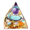 6cm Kristallpyramide mit Amethystkugel, Mandala-Muster und Goldfolienflocken - 5cm / XQK07 Lila Kugel Katzenauge