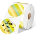 Phomemo yellow green gradient round Thank You sticker roll for small business support - 2*2 Inch Round-400pcs (Roll)-Thank You / Laser Gold