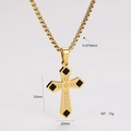 Dettaglio del ciondolo a croce dorata con dimensioni 32x22mm e specifiche di peso 15g - Stile Croce Strass a Forma di Rombo Nero (款式3)