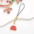 Mini Santa hat pendant with red and gold metal finish on black lobster clasp lanyard - Hat / Gold