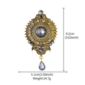 Vintage luxury gold brooch with gray crystals and water drop pendant, 9.2cm size display - XD825111-Antique Gold Grey Baroque