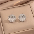 Elegant 18K gold-plated M-letter stud earrings with sparkling cubic zirconia inlay - M Letter Style / Silver