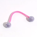 Pink elastic hair tie with dual purple beads featuring a high-stretch candy color design - Knot Double Bead / Rose Red