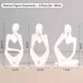 Three-piece set of white matte thinker sculptures in modern abstract resin style - 3pcs Set White