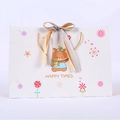 Cartoon bear gift bag with happy times print and gold ribbon bow handle - New Bear (Dual-Color Ribbon) / Small (18x16x10cm)
