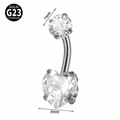 G23 titanium belly button ring featuring 8mm heart and 5mm round clear cubic zirconia - Style 12 (Heart 8mm)