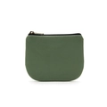 Army green canvas coin purse with brass zipper and durable white reinforced stitching - Dark Jade Green