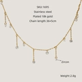 Detalle de collar de acero inoxidable chapado en oro de 18k con pequeños circonitas - Estilo de Luz Estelar con Múltiples Circones (1695)