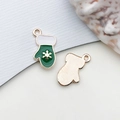 Pendentif gant de Noël en émail vert avec flocon de neige pour bijoux DIY - Moufle de Noël à Flocon (9900)