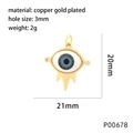 18k gold plated evil eye charm in blue and gold finish for DIY jewelry 21mm - 14-Small Blue Eye Gold Frame