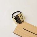 Minimalist golden hammered metal hair tie with high elasticity black rubber band - 33# Matte Arc Gold