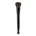 Dubbelzijdige make-up kwast met zwart pianolak handvat en zachte synthetische haren - Dubbelzijdige Zwarte Blush + Blend Kwast
