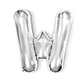 Silver letter W foil balloon with metallic finish for birthday party decoration - 16-inch Silver Slim Letter Aluminum Foil Balloon (w)