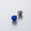 Blue opal titanium cartilage stud earring with double-sided screw ball design - Dark Blue (OP27)