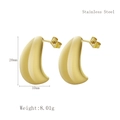 Polished golden stainless steel crescent horn stud earrings measuring 20mm by 10mm - Gold