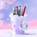 Creative mermaid pencil holder in gradient purple with star lights for desk decor - Prone Mermaid Pen Holder (1082-3A)