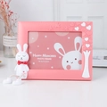 Pink cartoon rabbit photo frame for kids 7 inch tabletop display with 3D bunny ornament - Pink Bunny-Horizontal / 0.1