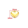 Polished gold heart charm for DIY jewelry measuring 16mm in width and 14mm in height - Vacuum 18K Gold Polished Smooth Heart Pendant 16mm