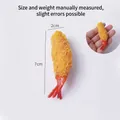 Realistic tempura shrimp keychain with golden crispy texture and red tail, 7cm x 2cm - Breaded Tempura Thin Shrimp (No Ring)