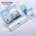 Light blue velvet jewelry box set for rings and necklaces with white lining - Large Ring/Stud Earring Box / Light Blue (White Inner)
